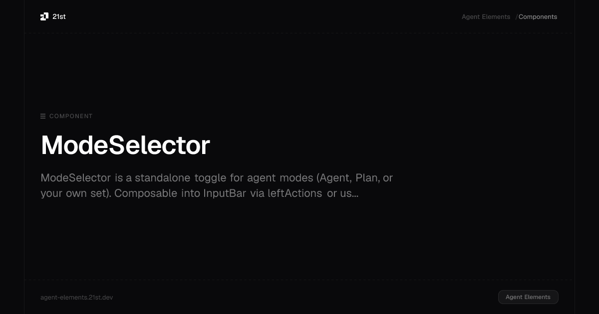 ModeSelector · Agent Elements
